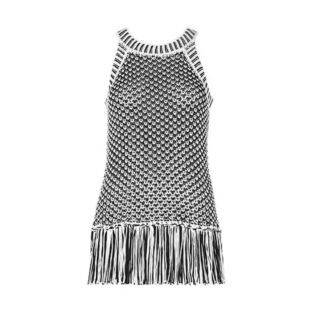 NWT: Whistles Crochet black and white top